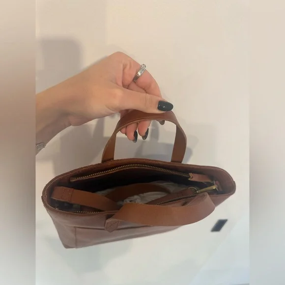 NWT Madewell Small Transport Leather Brown Tote Bag - Picture 2 of 8